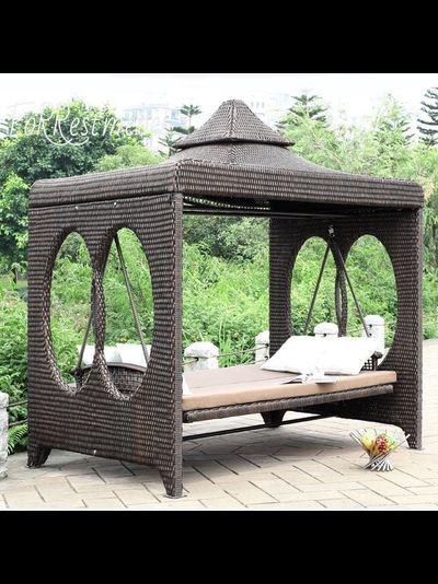 садовые качели из искусственного ротанга
