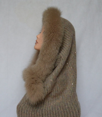 Вязаный шарф с меховым воротником Vizio Италия фото