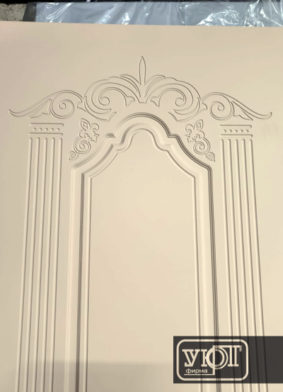 №28. Дверная накладка МДФ 16 мм с 3D-фрезеровкой ЧПУ. Плёнка ПВХ "Капучино".