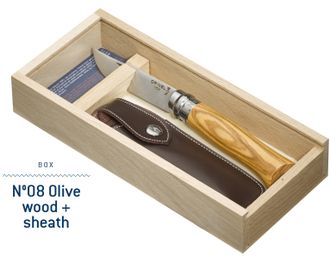 Нож Opinel N°08 Olive wood в коробке с чехлом