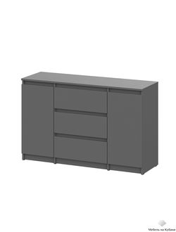 Денвер Комод 3 ящика двухстворчатый Графит серый