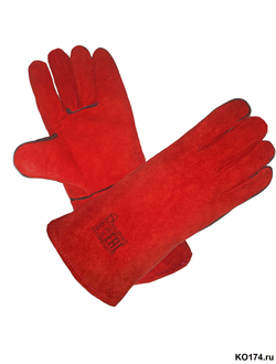 Краги спилковые красные Трек с подкладом