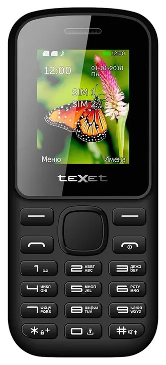 4650071140684  Сотовый телефон TEXET TM-130 BLACK-RED (2 SIM),  600mAh, встроенный аудио/видео плеер