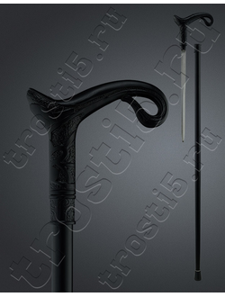 черная фигурная рукоять на трости с клинком