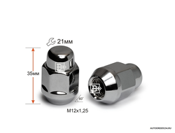 Гайка колеса М 12*1,25*35L S=21 (цена за 20 шт.)