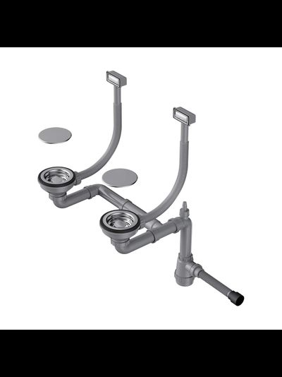 Арматура для двухчашевых моек с прямоугольными переливами и декоративными элементами для корзины WK-2C IN