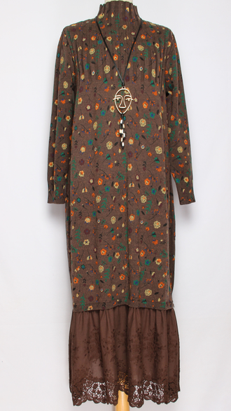 ПЛАТЬЕ БОХО хлопок "ПРОВАНС ВОЛАН" шоколад р.46-54