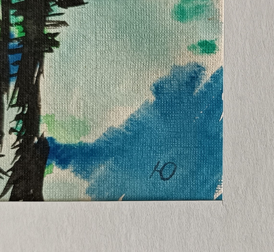 "Сигульда. Мост через реку Гауя" бумага акварель Стасенко 1970-е годы