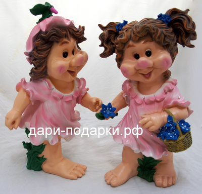 Девочка гном с корзиной цветов 60*36см   4кг   полистоун Россия 4397/012584-1*