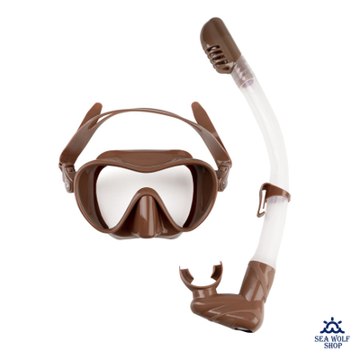 Маска для дайвинга с трубкой Scorpena комплект корич. (взрослый)