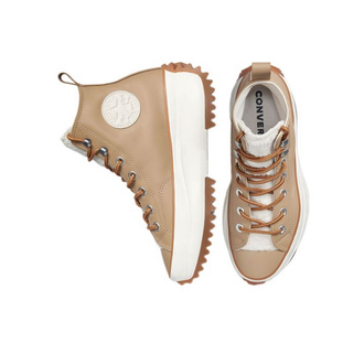 Кеды Converse Run Star Hike бежевые кожаные высокие с белой вставкой