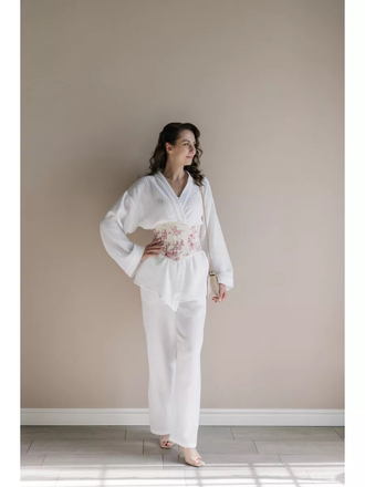 Вечерний корсет пояс на шнуровке молочный