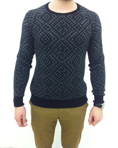 Джемпер "Обережной" Серый с черным орнаментом 44-46 р.