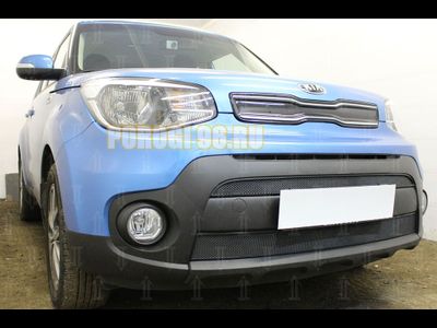 Защита радиатора Kia Soul 2017-2019 (2 части) black