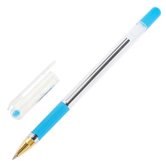 Ручка шариковая масляная с грипом MUNHWA "MC Gold LE", СИНЯЯ, корпус ассорти, узел 0,5 мм, MCL-02, 12 штук в упаковке