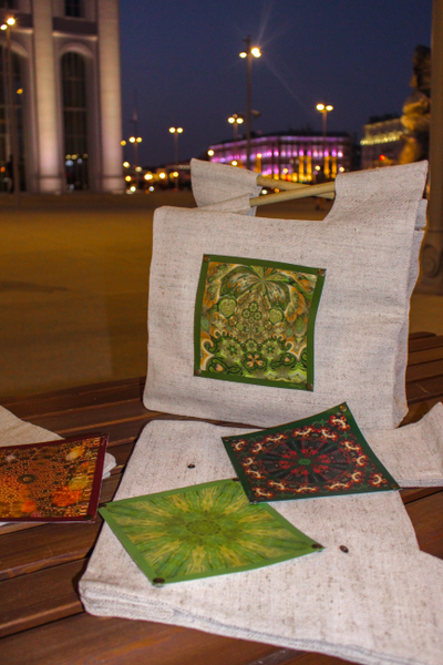 Сумка-шоппер из парусины с бамбуковыми ручками