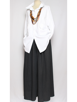 Рубашка Бохо вельветовая"КАРМАНЫ КЛАПАНЫ"  белая до р.54