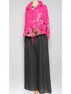 Брюки "Лён прямые1" графит р.46-52