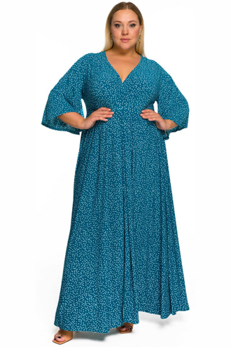 Платье Макси в горошек ЛТ 228408 бирюзовый