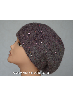 Двухцветный женский вязаный берет Италия Vizio фото