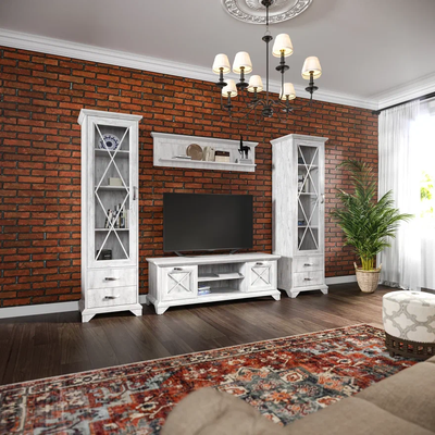 Пенал-витрина Лорена 1д 2ящ, бетон пайн белый