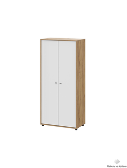 Милан Шкаф двухстворчатый Дуб Золотой/Белый Матовый