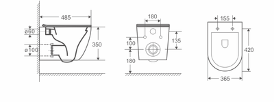 Унитаз подвесной Cerutti TICINO Aria MW CT 8917 схема