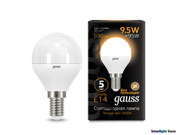 Gauss LED Globe 9.5w 830/840 E14