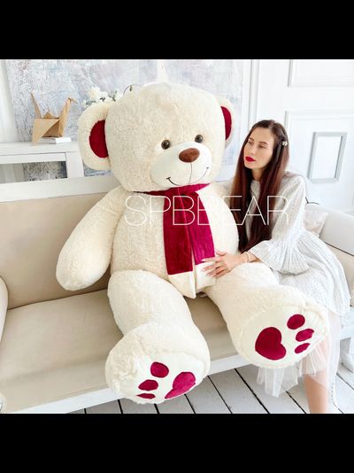 Гигантский плюшевый медведь 190 см бежевый Кевин