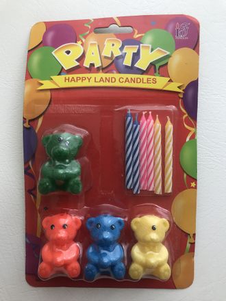 Свечи для торта с фигурками медвежата