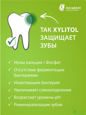 ЖЕВАТЕЛЬНАЯ РЕЗИНКА MIRADENT XYLITOL ТУБА 30ШТ КОРИЦА