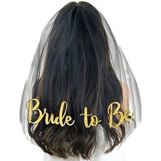 Фата " Bride to be", цвет: черный, надпись золото