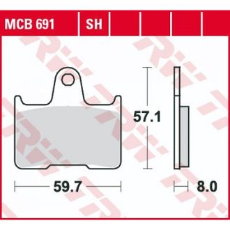 Тормозные колодки задние TRW MCB691SH для Honda (Sinter Street SH)