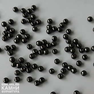 Круглые чёрные акриловые бусины 4 мм, цена за набор