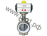 Затвор дисковый поворотный с пневмоприводом двойного действия DN200 PN16. Корпус -нержавеющая сталь,