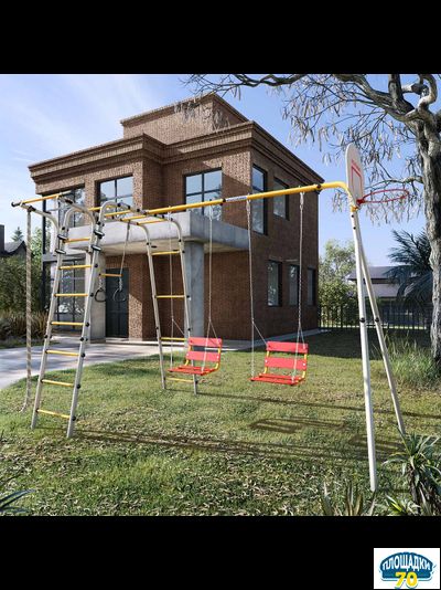 Детский спортивный комплекс для дачи ROMANA Акробат - 2 (с пластиковыми качелями)