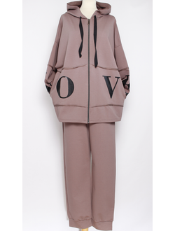 КОСТЮМ ЖАКЕТ НА МОЛНИИ И БРЮКИ "LOVE" какао р.50,54