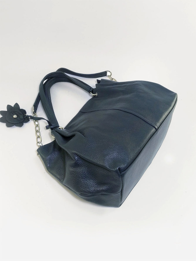 (АРТИКУЛ: 10131/1) СУМКА ЖЕНСКАЯ БОЛЬШАЯ, НАТУРАЛЬНАЯ КОЖА, СВЕТЛО-СИНЯЯ, С ЦЕПОЧКОЙ