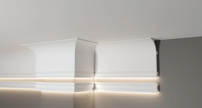 Потолочный плинтус для подсветки DECOR-DIZAYN DD520, из дюрополимера, под покраску, ударопрочный, 2 метра