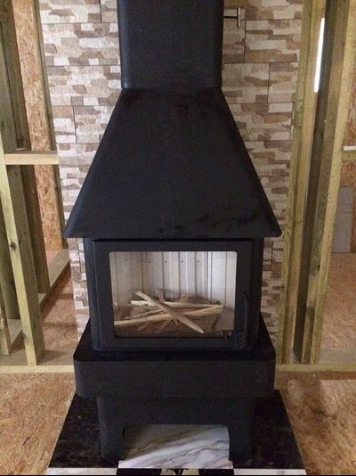 Экокамин Бавария три стекла черный