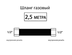 Шланг соединительный для газовых приборов 250 см (Г/Г) 1/2"