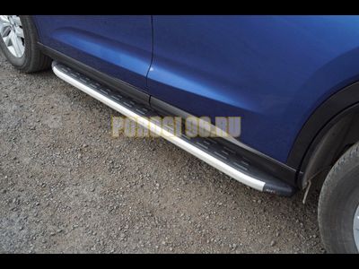 Пороги алюминиевые с пластиковой накладкой 1720 мм ТСС для Gac GS5 1.5T 2WD 2020-