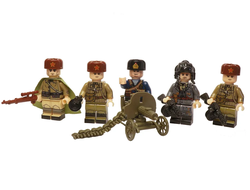 Отряд советских солдат с пулеметом Максим (5 фигурок с оружием)