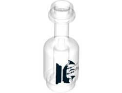 Minifigure, Utensil Bottle with Black Sailing Ship on Pedestal Pattern, Trans-Clear (95228pb04 / 6192815 / 6248005)