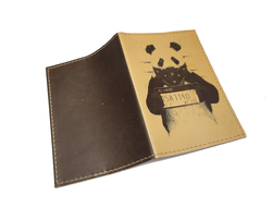 Обложка на паспорт с принтом "Панда с табличкой"