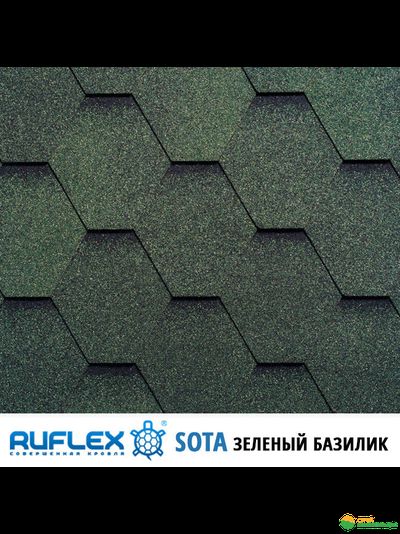 Гибкая черепица Руфлекс Сота (Ruflex Sota), цвет: зеленый базилик
