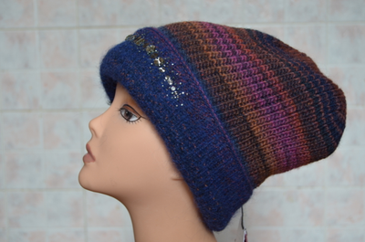 Двусторонняя вязаная итальянская шапка для женщин зима 2018