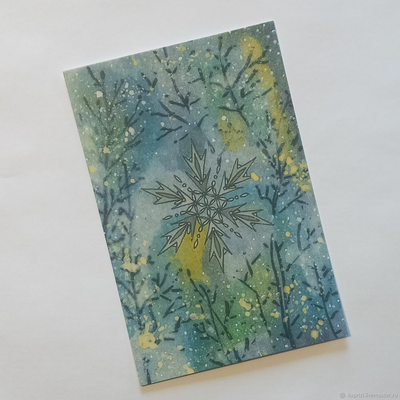 "Зимний орнамент", авторская открытка на мелованном картоне