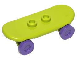 Minifigure, Utensil Skateboard Deck with Dark Purple Wheels 42511 / 2496, Lime (42511c04)