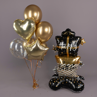 Шар 3D (59''/150 см) Фигура на подставке, Стильные подарки, Черный/Золото